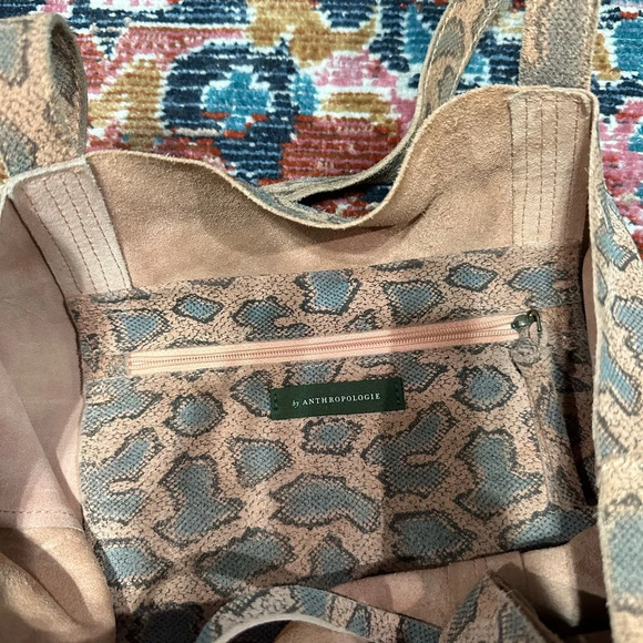 Anthropologie Quinn snake Print Leather Tote - Picture 2 of 4